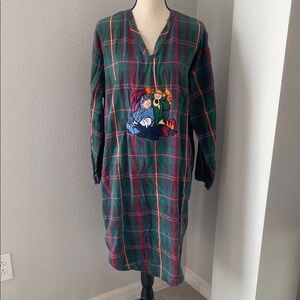 Vintage Disney Store Pajamas Eeyore Tigger Pooh Character Nightgown Plaid 90s